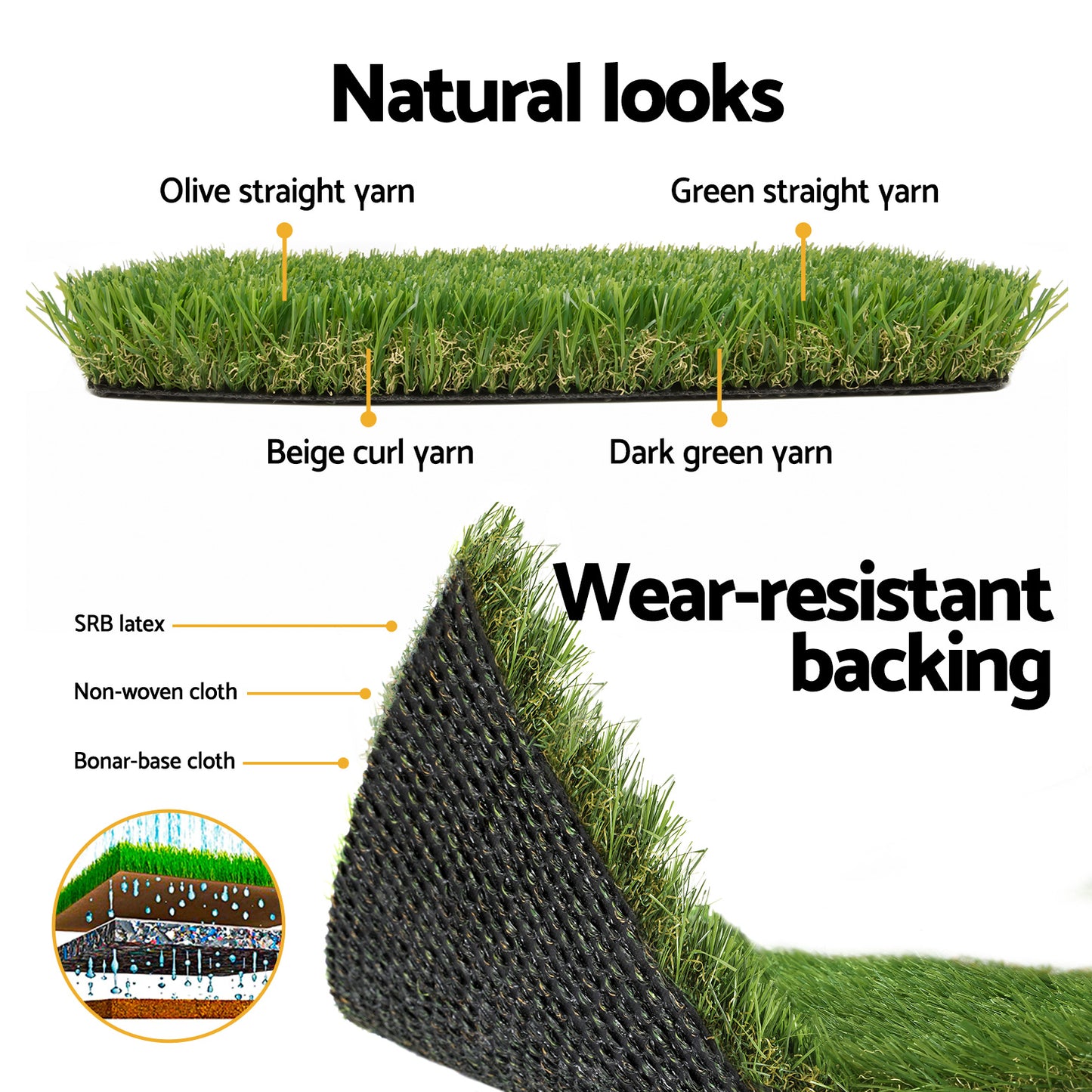 Artificial Grass 30mm 2mx5m 40SQM Synthetic Fake Lawn Turf Plastic Plant 4-coloured