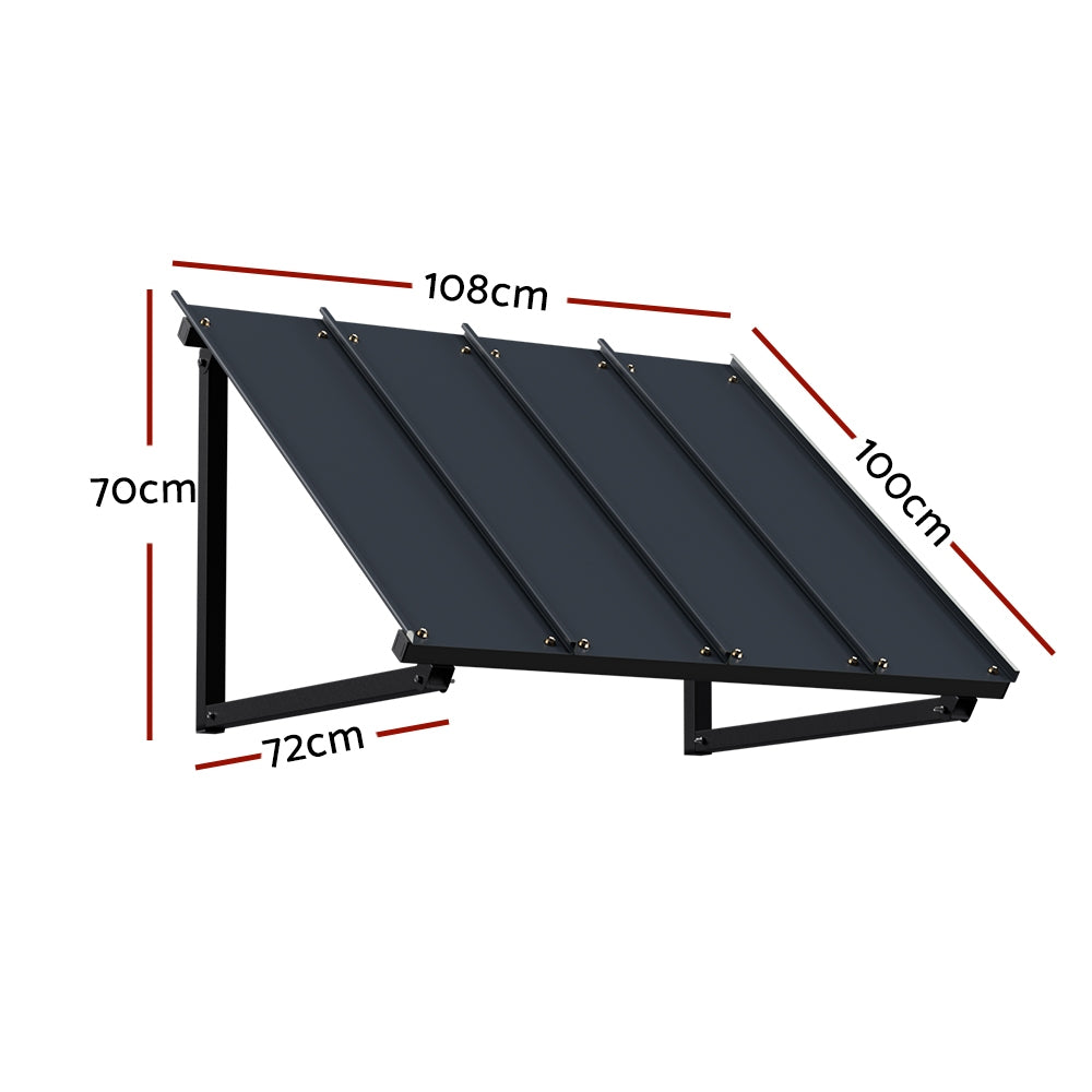 Window Door Awning Canopy 1mx1.2m Black Metal Frame