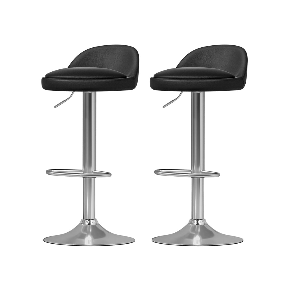 4x Bar Stools PU Leather Gas Lift Black