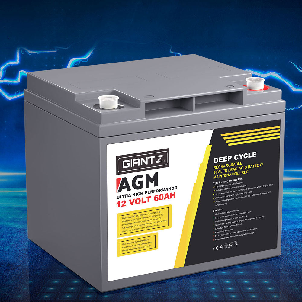 AGM Battery 12V 60Ah Deep Cycle Box Portable Solar Caravan Camping