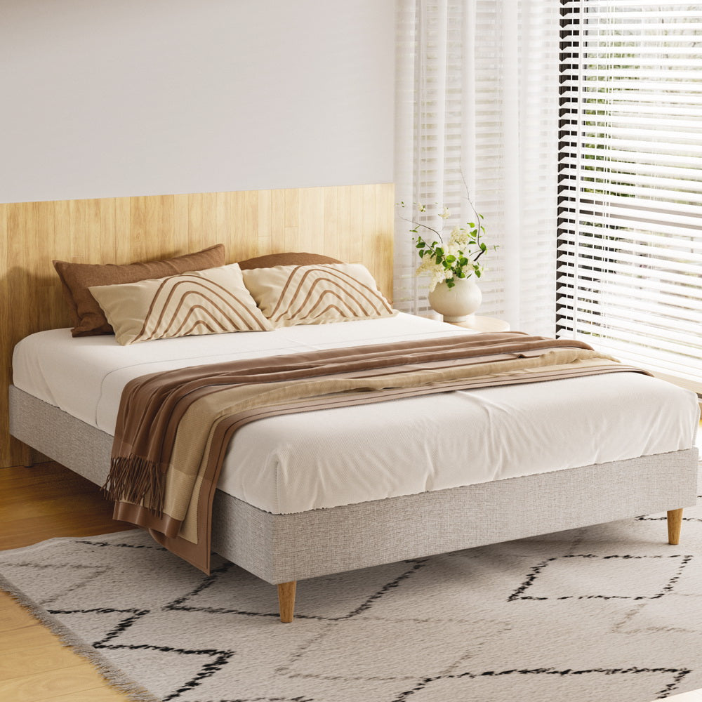 Bed Frame Double Size Beige ZORA