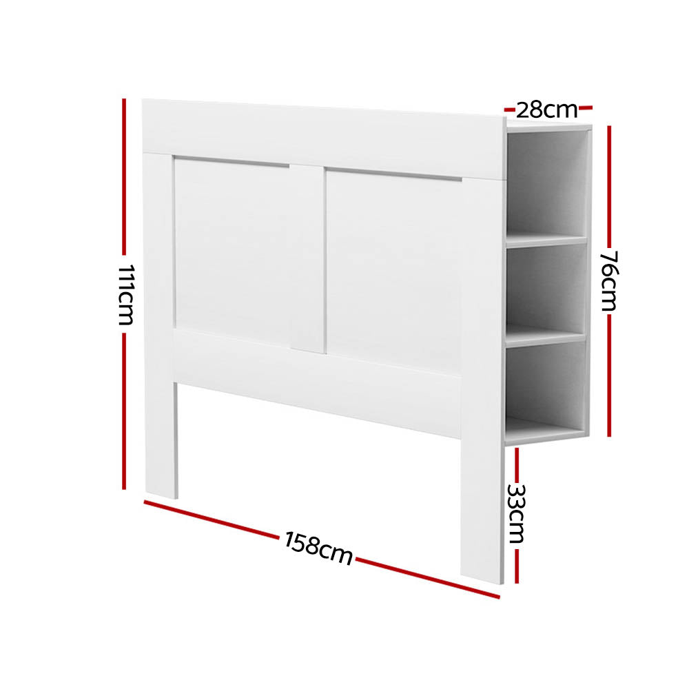 Bed Frame Double Size Bed Head with Shelves Headboard Bedhead Base White