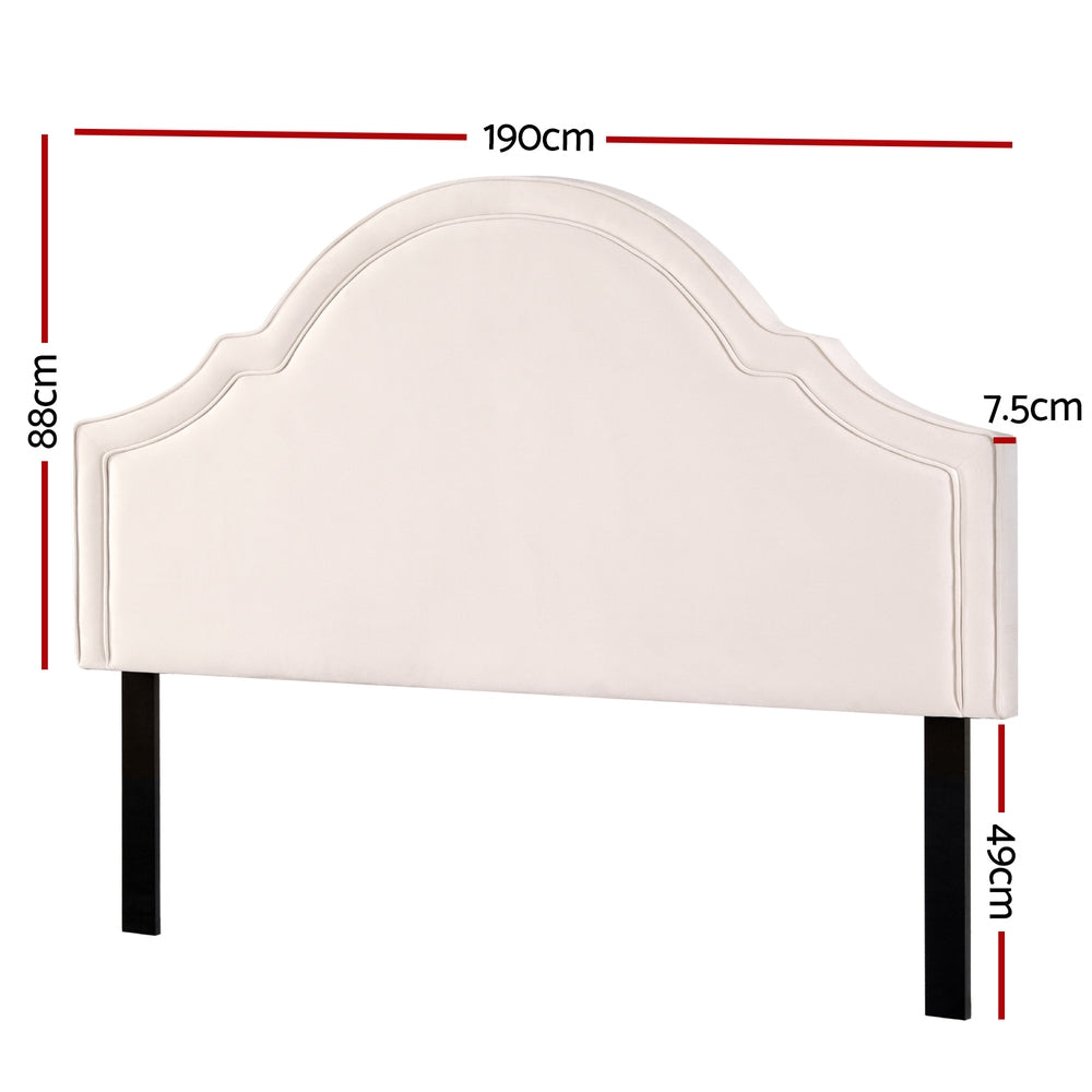 Bed Headboard King Velvet IRIS - Beige