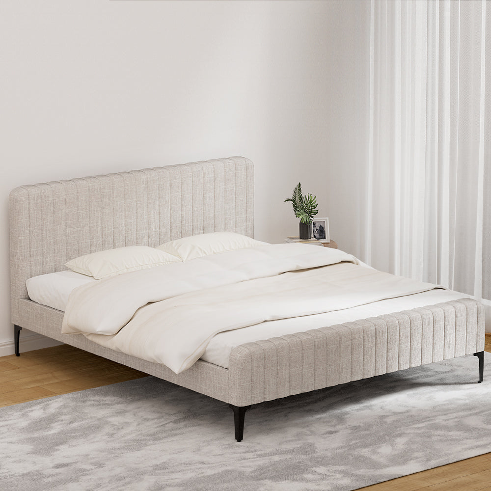 Bed Frame King Size Beige AMMY