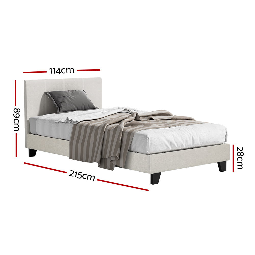 Bed Frame King Single Size Boucle NEO