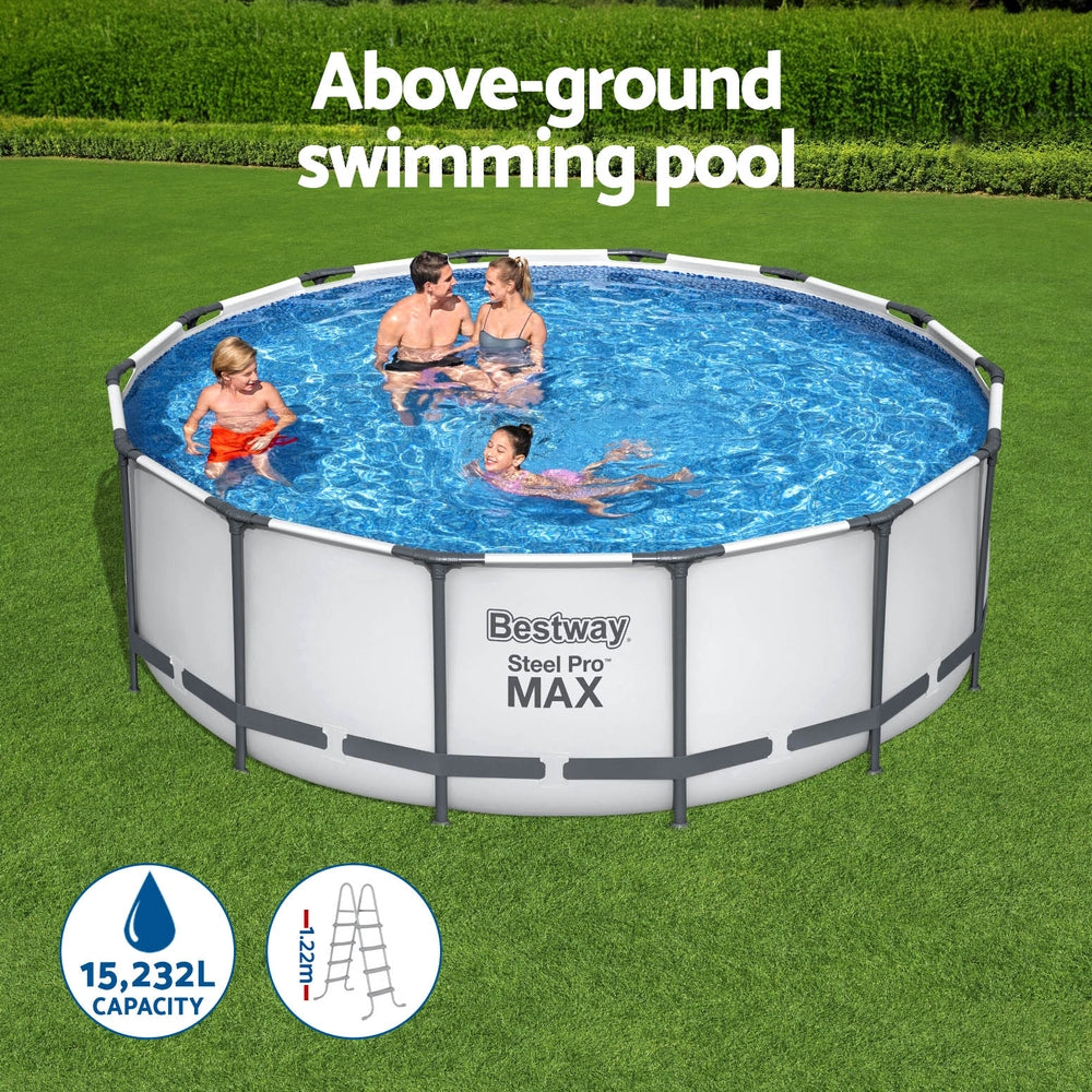 Swimming Pool Steel Frame 427x427x122cm Above Ground Pool with Filter Pump and Ladder