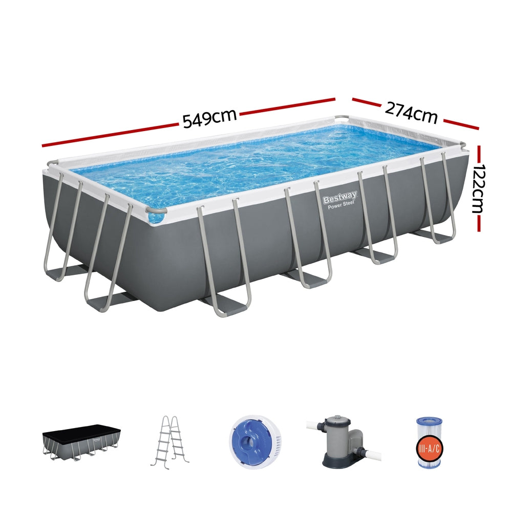 Swimming Pool Steel Frame 549x274x122cm Above Ground Pool with Filter Pump and Ladder 14812L