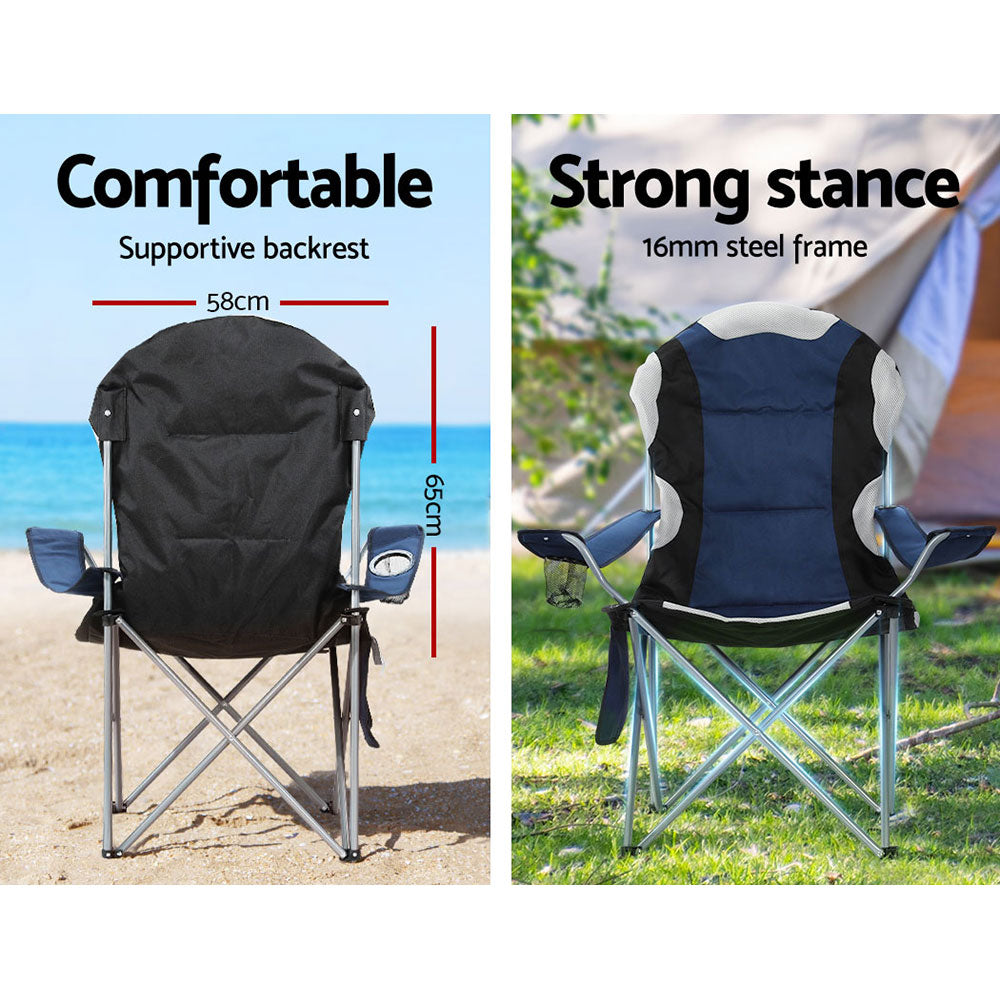 Folding Camping Chairs Set of 2 Armchair Portable Camping Garden Fishing