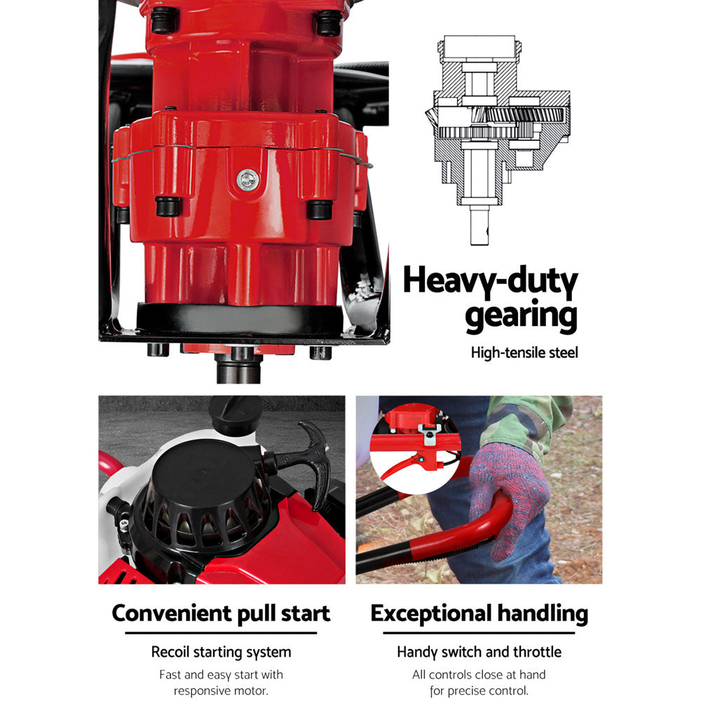 Post Hole Digger 92CC Petrol Motor Drill Borer Fence Extension Auger Bits