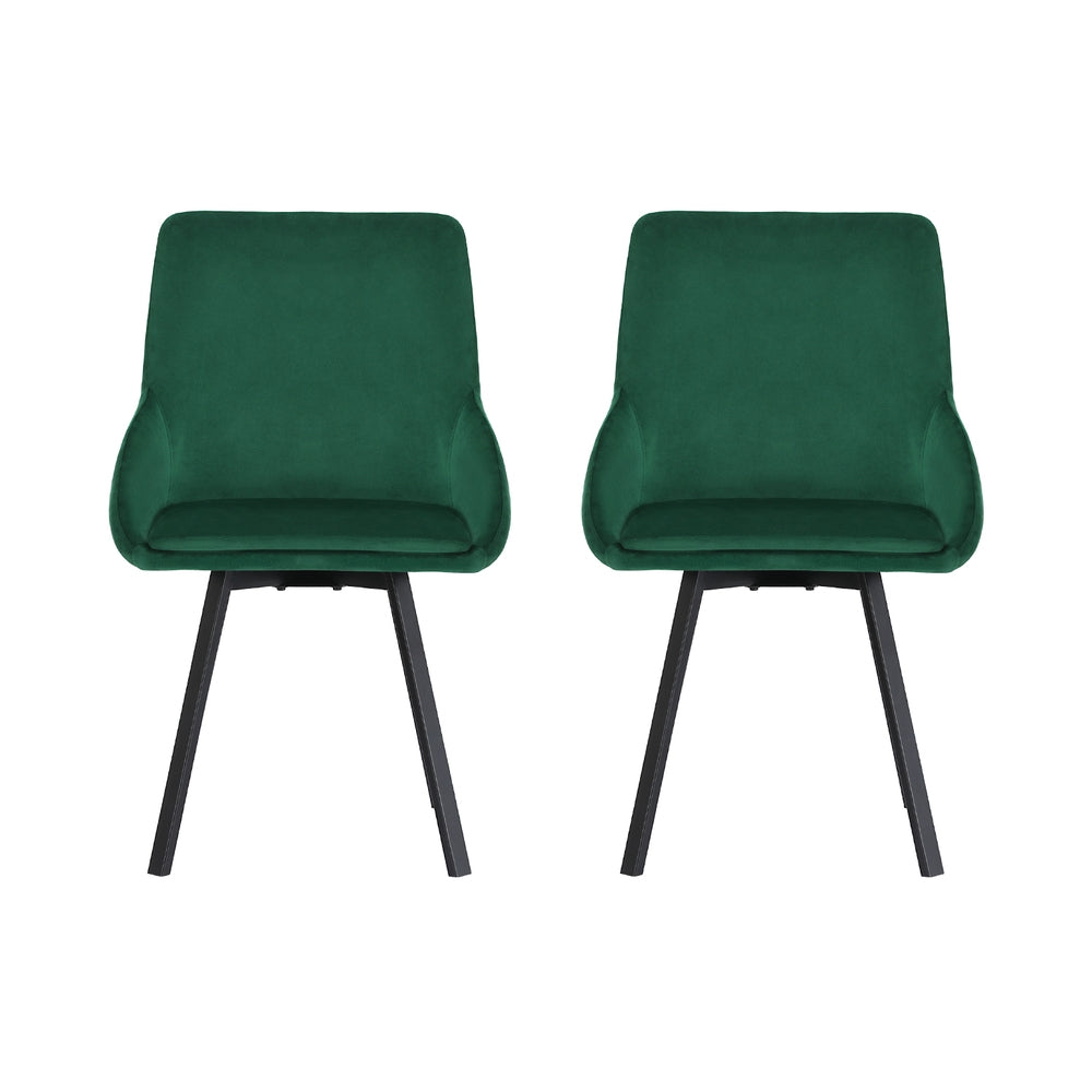 Dining Chairs Set Of 2 Velvet Upholstered Green Cafe Kirtchen Chairs