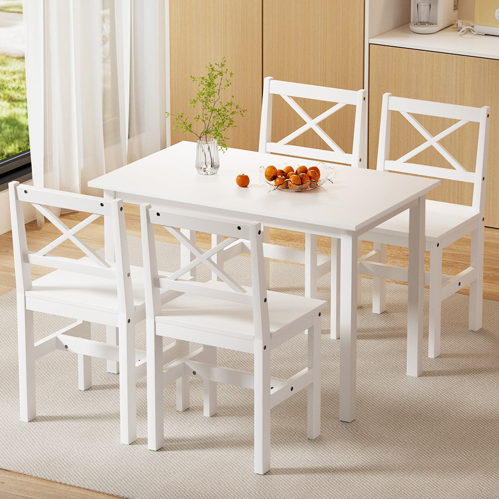 Dining Chairs and Table Dining Set 4 Cafe Chairs Set Of 5 4 Seater White