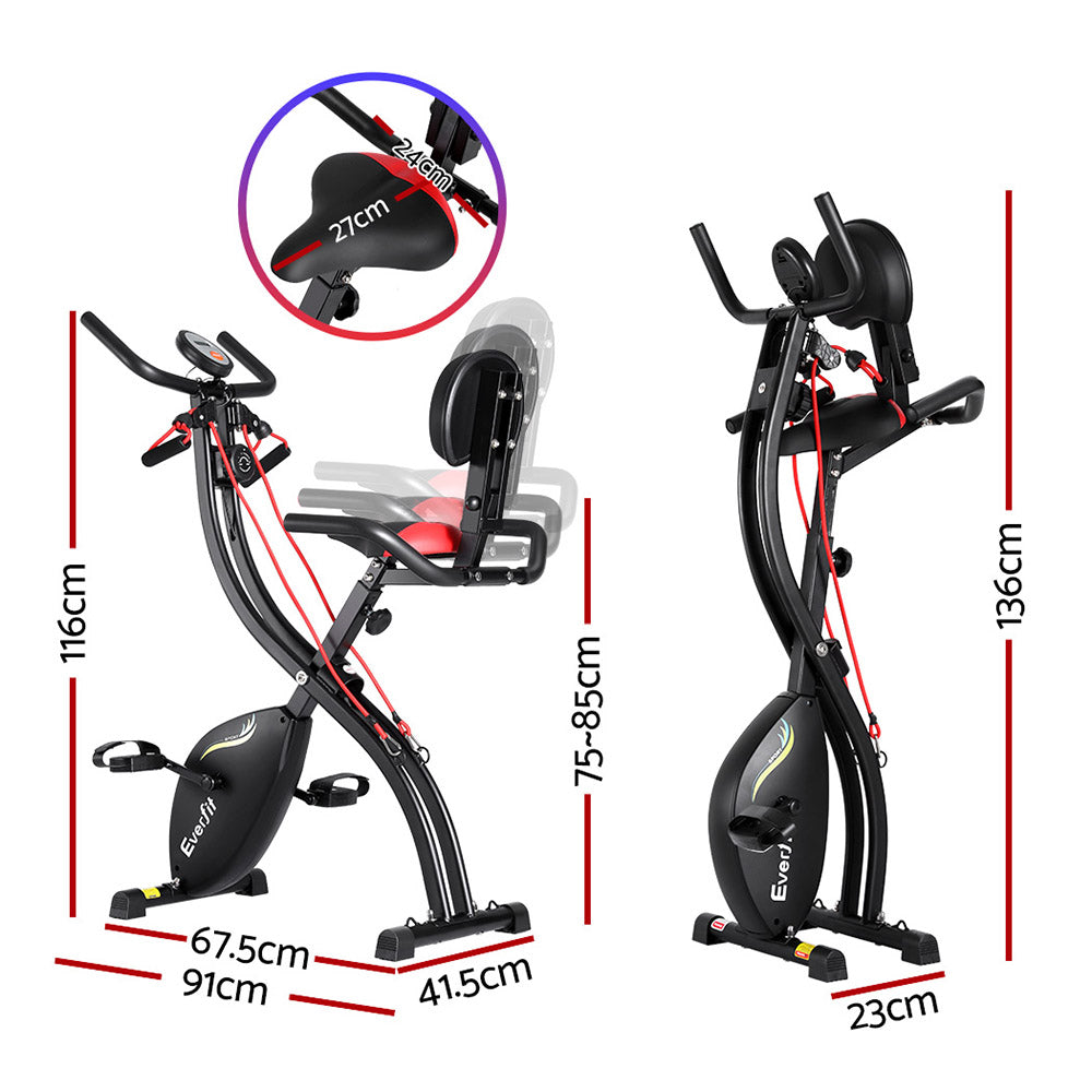 Folding Exercise Bike Magnetic X-Bike Indoor Cycling Resistance Rope