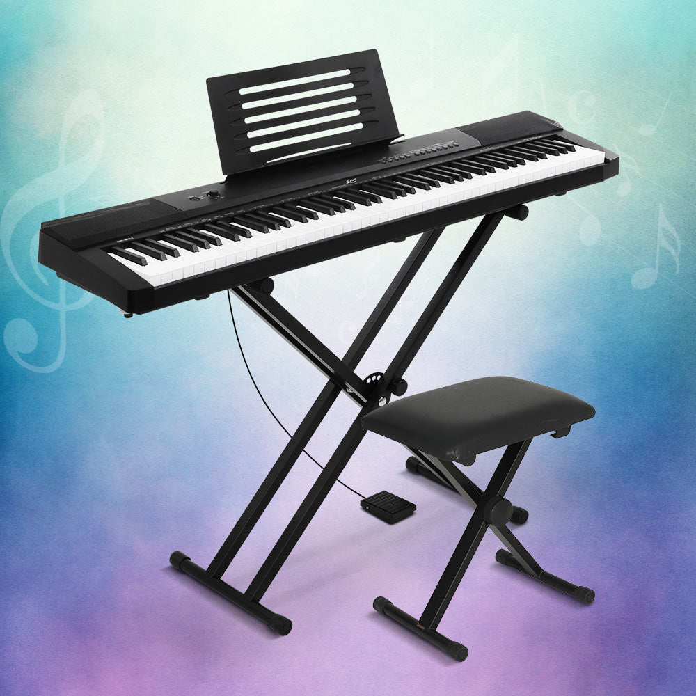 Alpha 88 Keys Electronic Piano Keyboard Digital Electric w/ Stand Stool Pedal