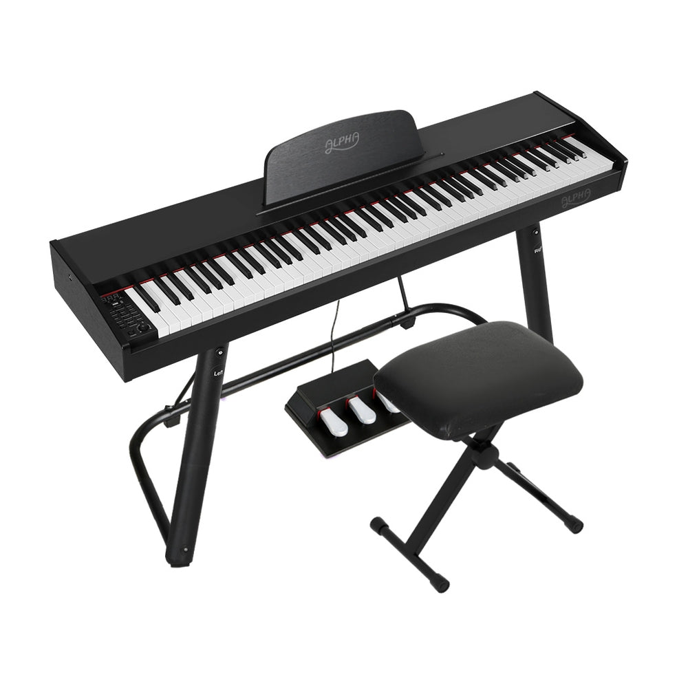 Alpha 88 Keys Electronic Piano Keyboard Digital Electric w/ Stand Stool Weighted