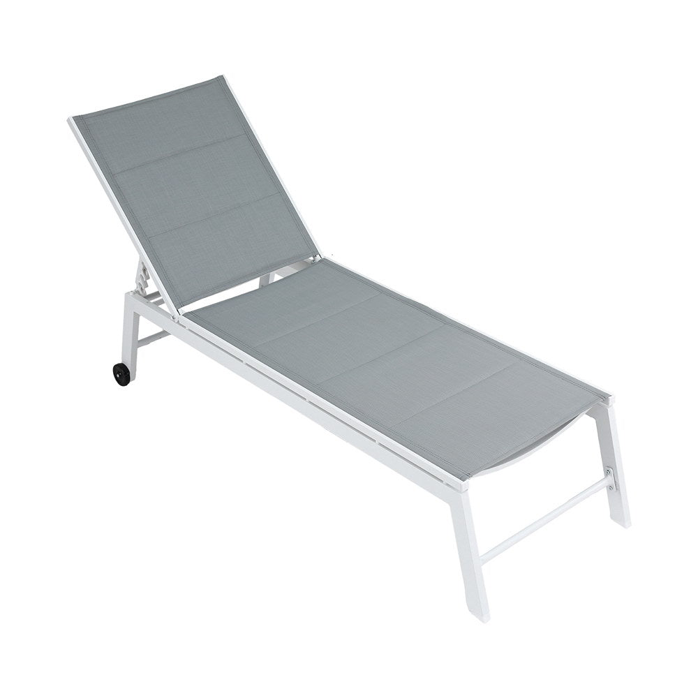 Sun Lounger Chaise Lounge Wheels Patio Furniture Outdoor Setting White