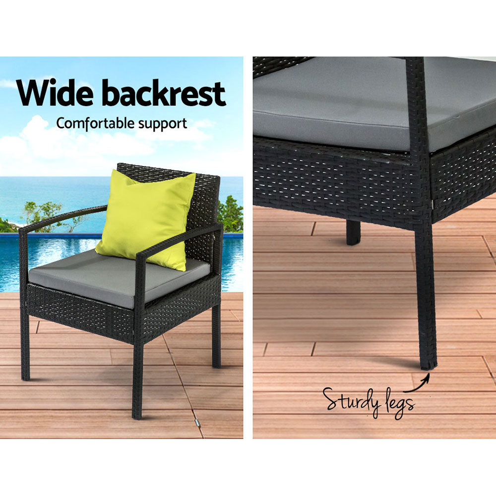 Outdoor Sofa Set Wicker Lounge Setting Table and Chairs Storage Cover