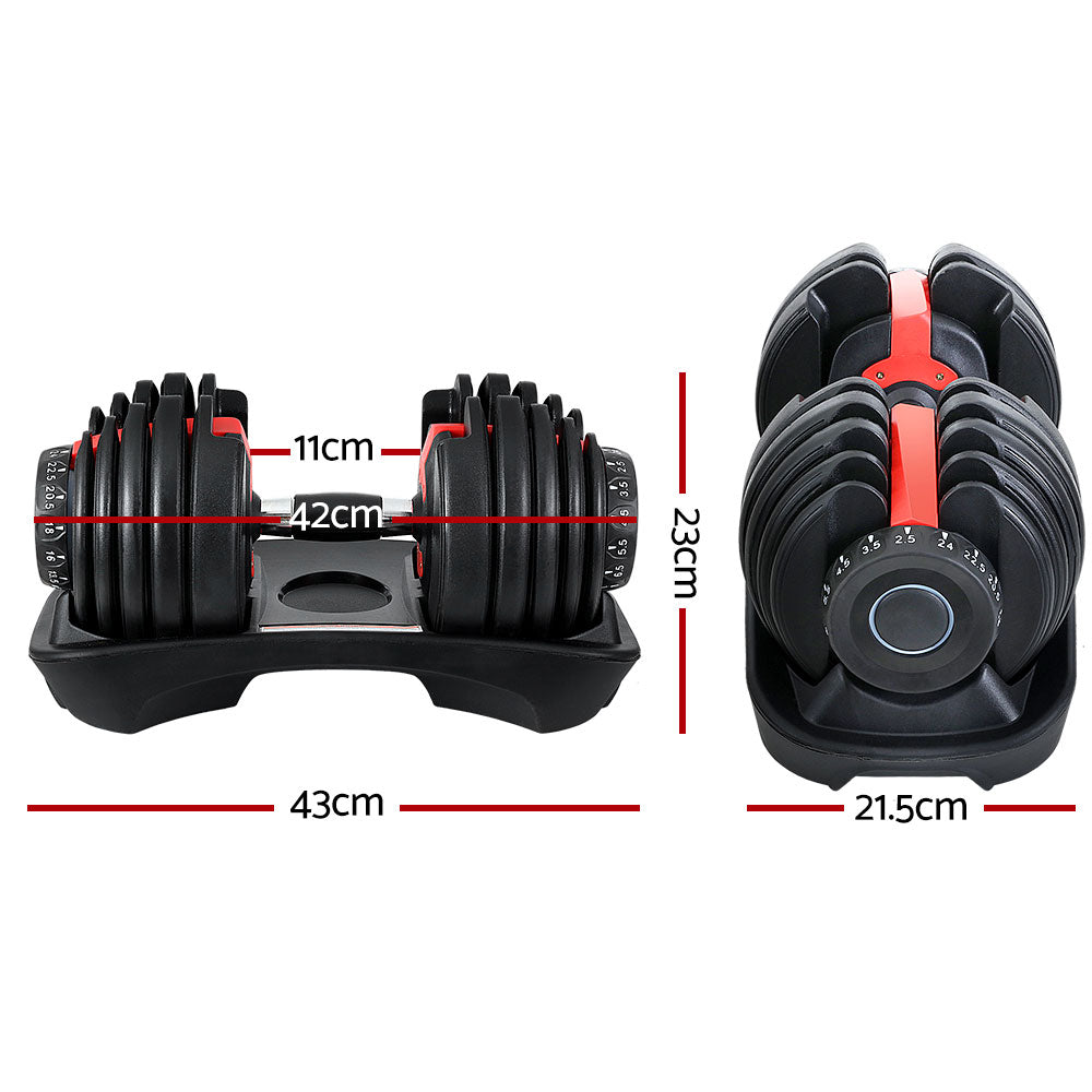 24kg Dumbbells Adjustable Dumbbell Weight Plates Home Gym 2pcs