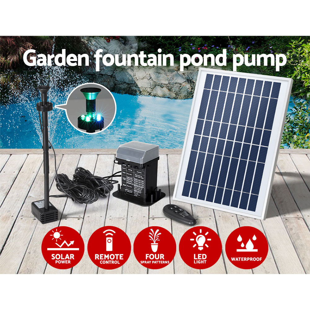 Solar Pond Pump with Battery Kit LED Lights 5.2FT