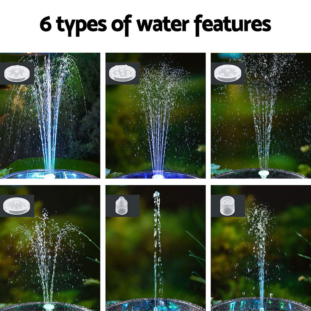 Floating Solar Pond Water Fountain Pump Outdoor Fountains LED Light