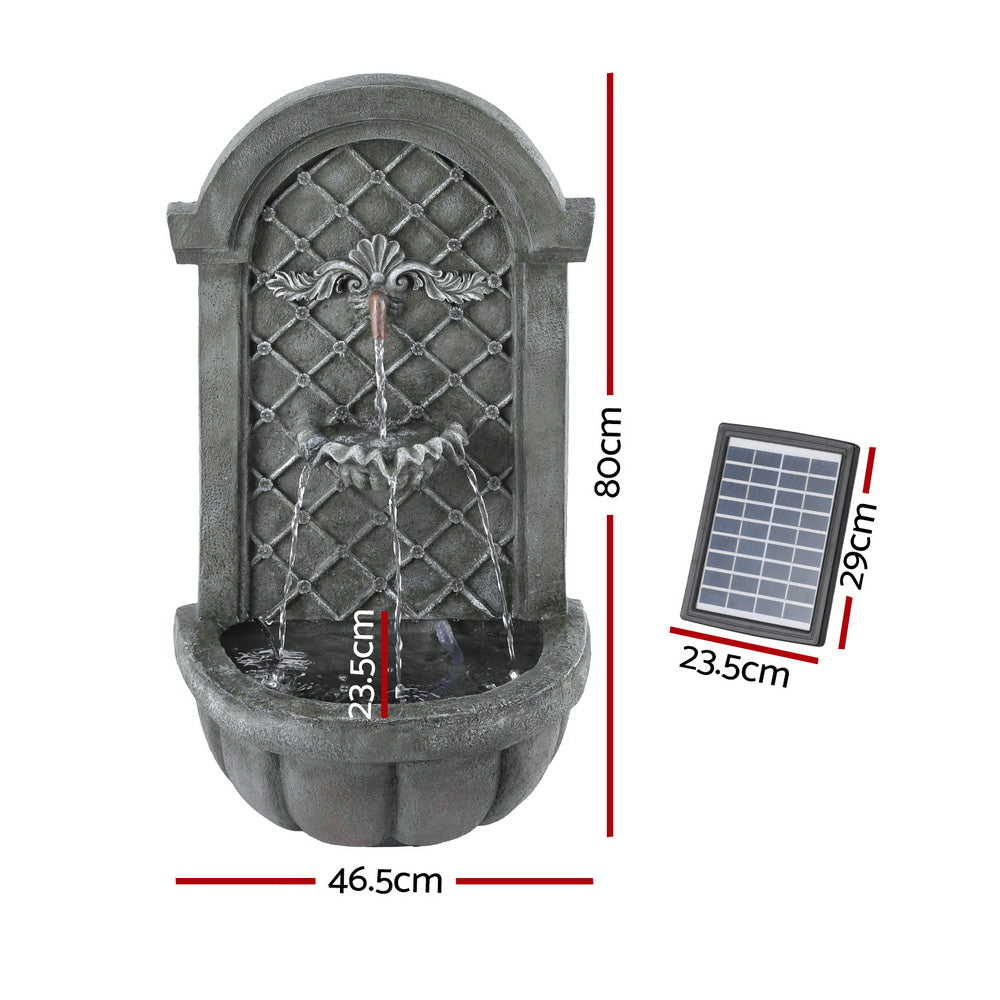 Solar Fountain Water Feature Wall Mount Garden Fountains 80CM Grey