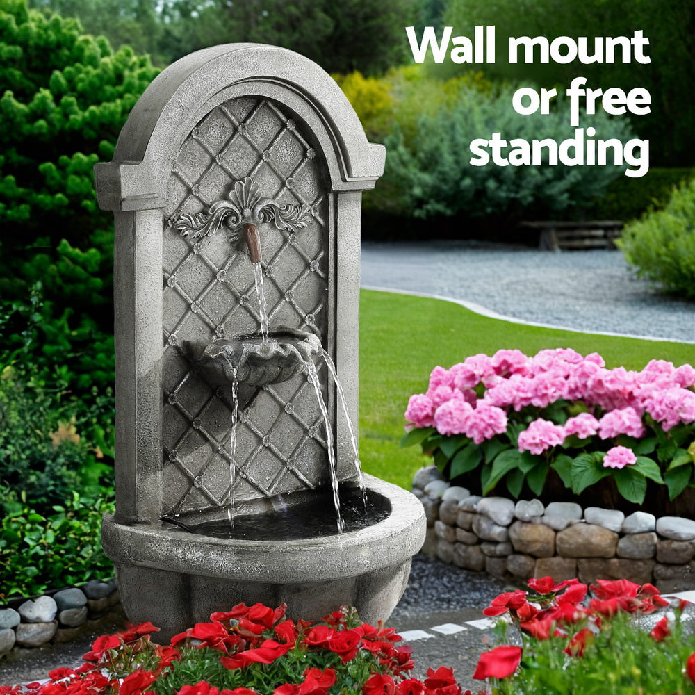 Solar Fountain Water Feature Wall Mount Garden Fountains 80CM Grey