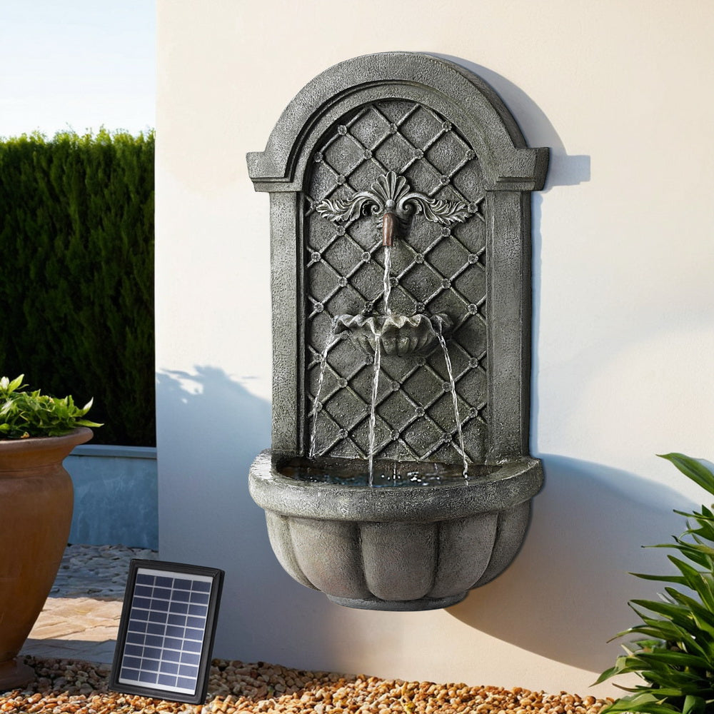 Solar Fountain Water Feature Wall Mount Garden Fountains 80CM Grey