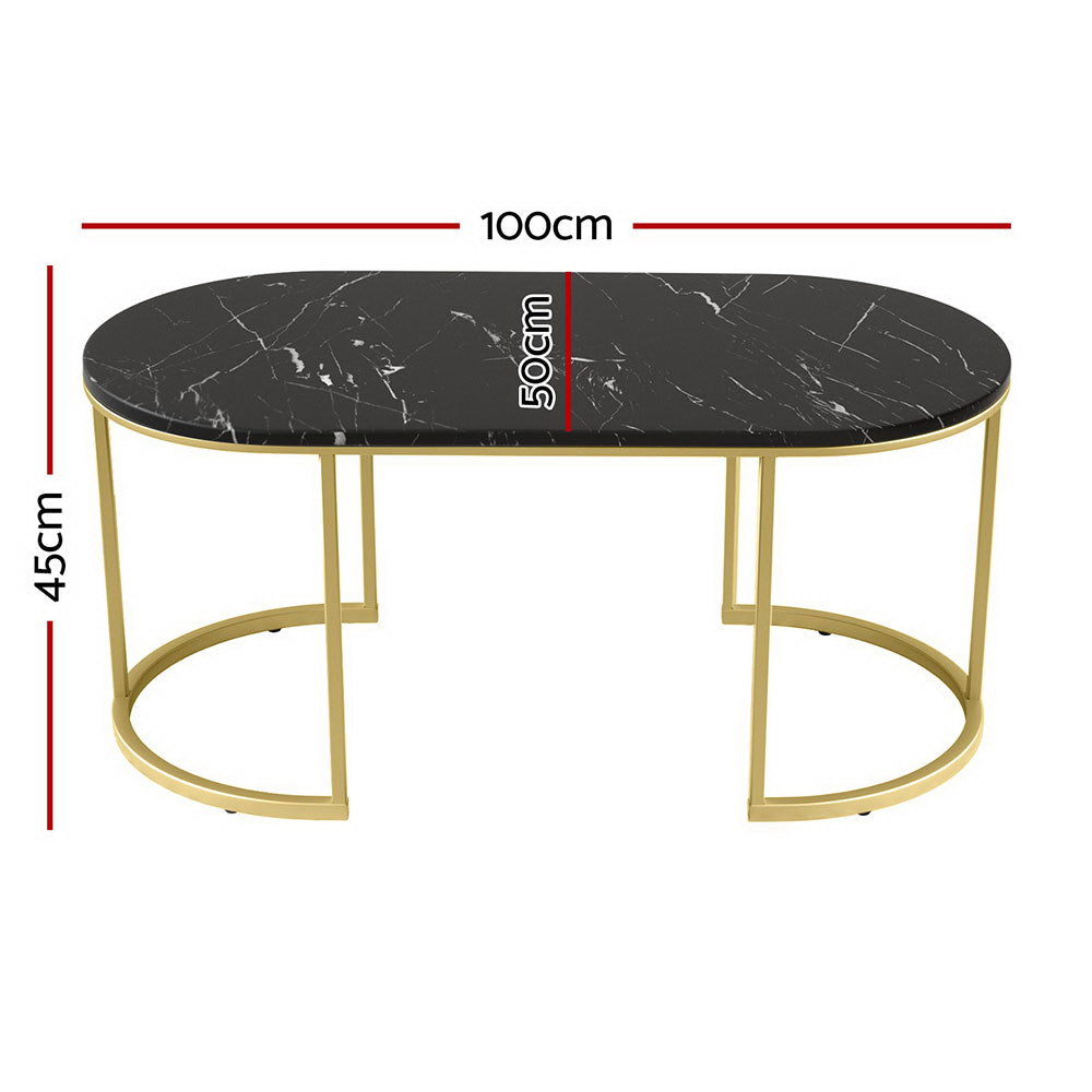 Coffee Table Marble Effect Black