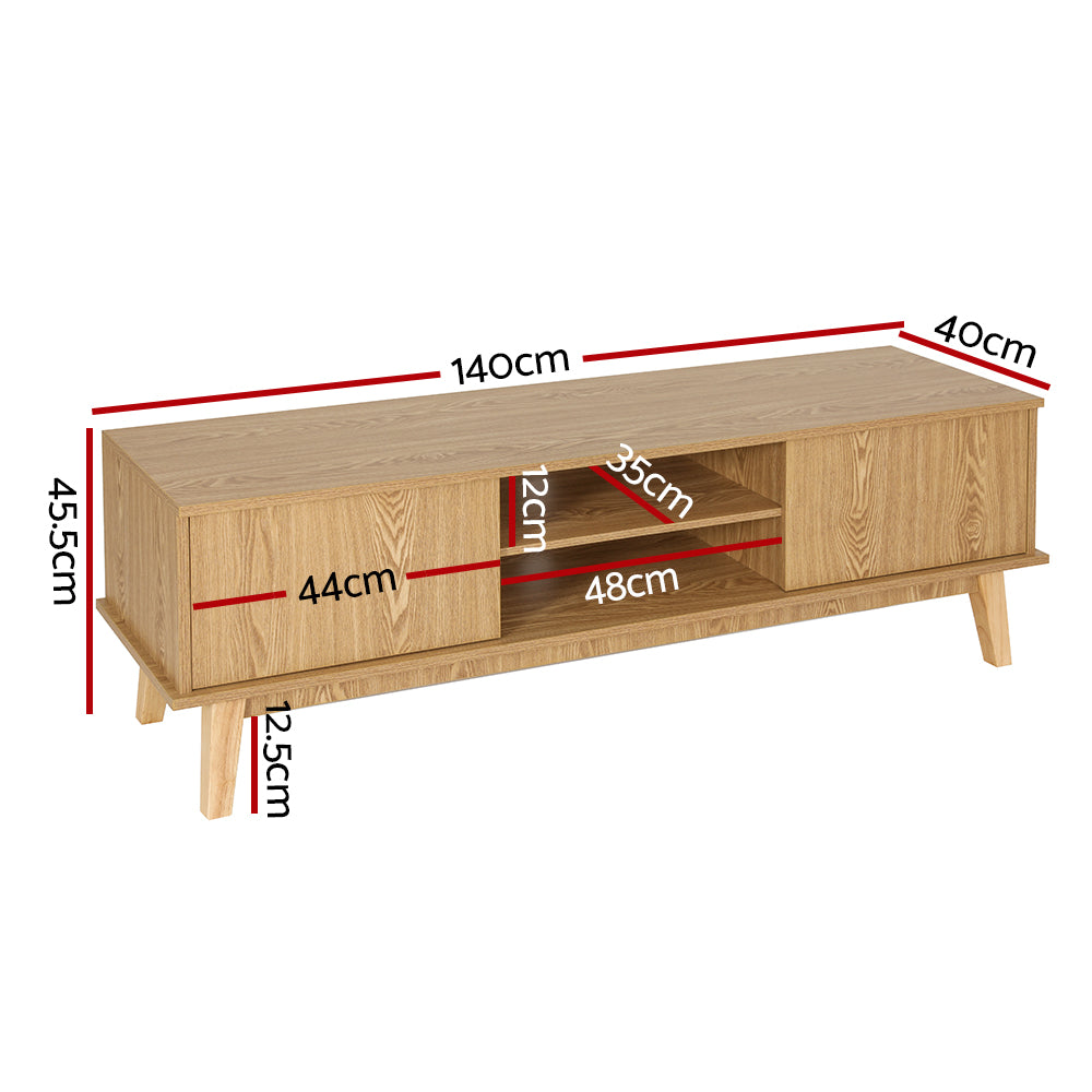 TV Cabinet Entertainment Unit Stand Storage Shelves TV Unit 140CM