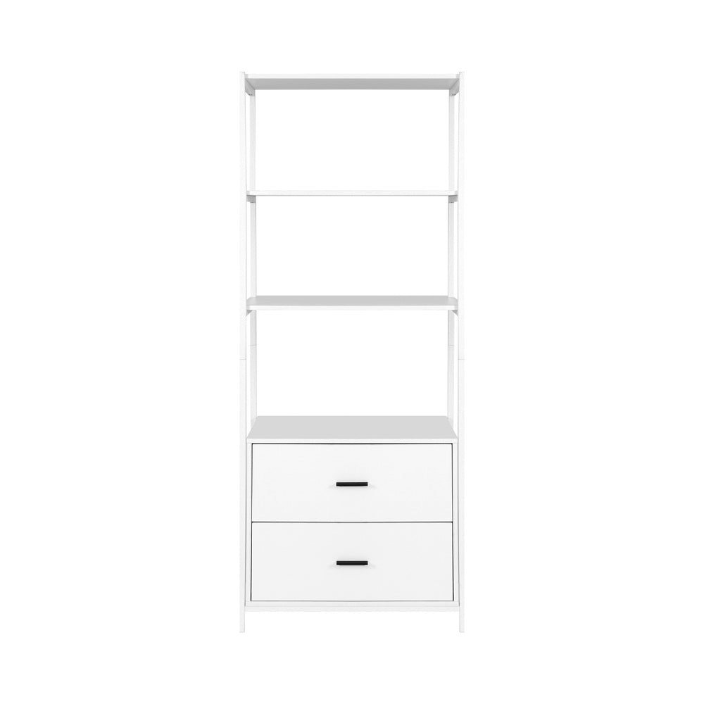 Bookshelf Display Shelf 2 Drawers 152CM White