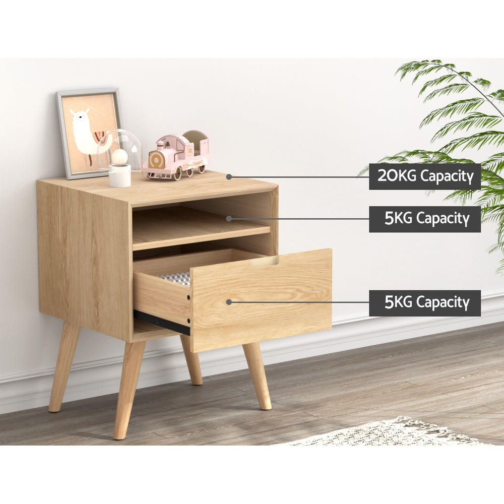 Bedside Table Drawers Side Table Shelf Storage Cabinet Nightstand GORR