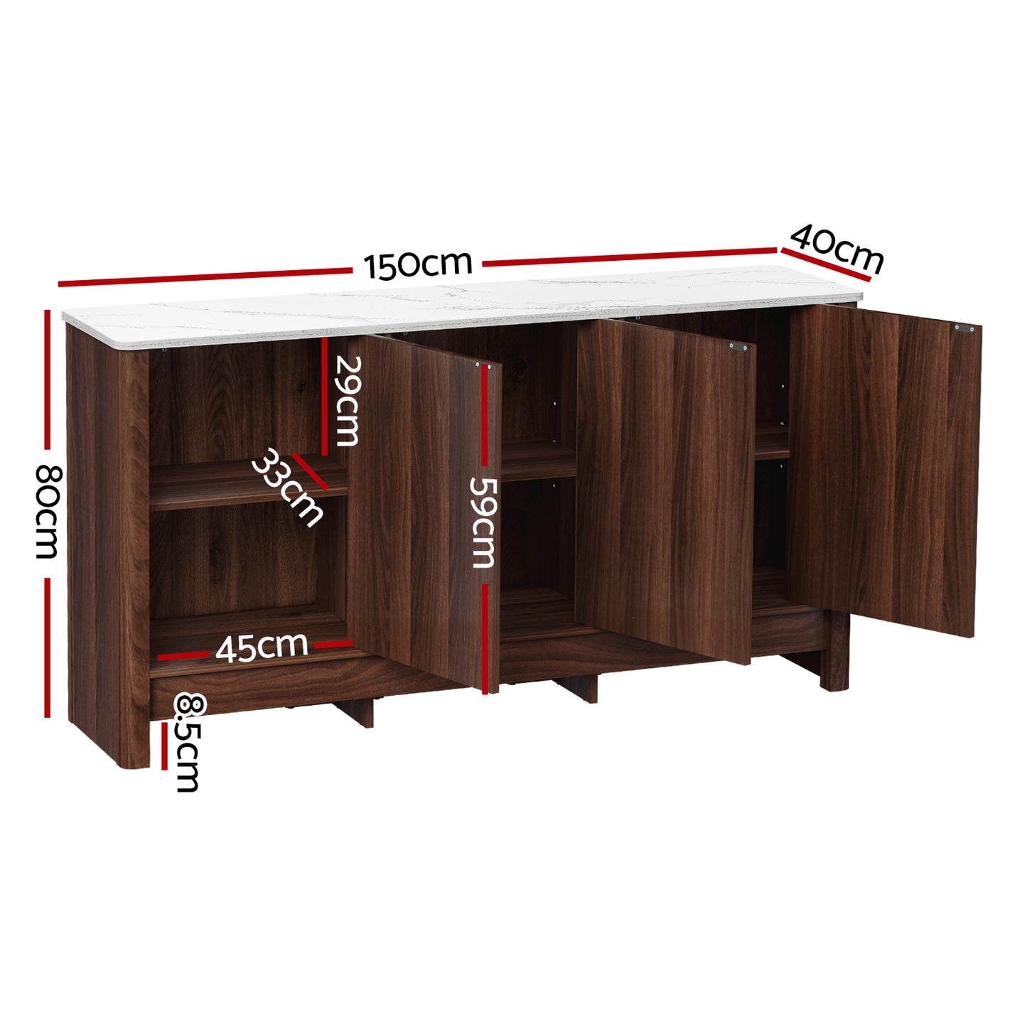 Buffet Sideboard Cabinet Marble Style Tabletop