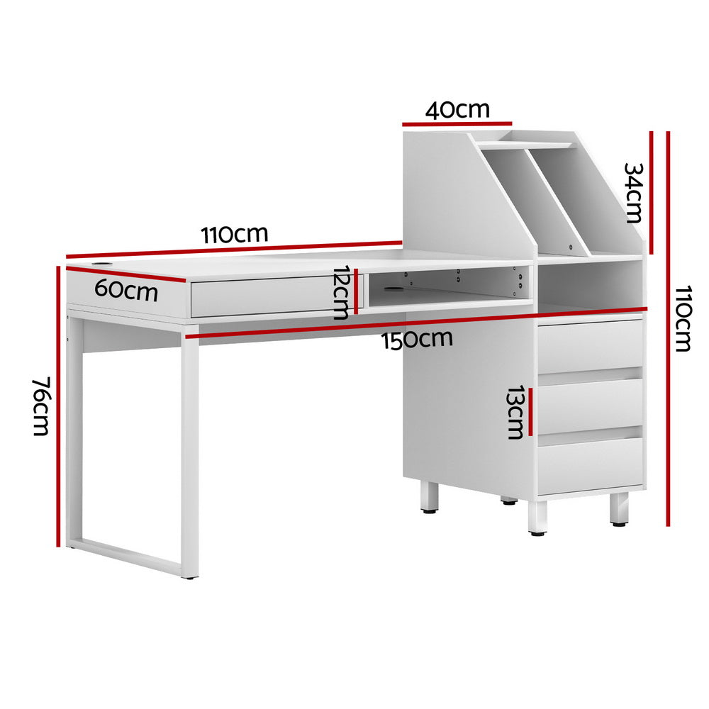 Computer Desk Office Study Table with Drawer and Bookshelf