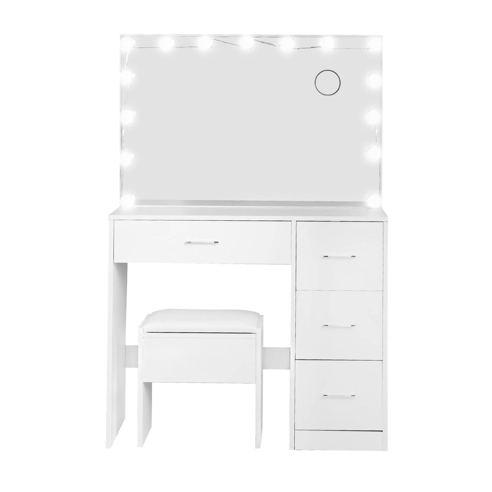 Dressing Table Set Stool 15 Led Bulbs White Darcy