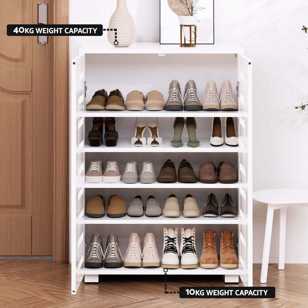 Shoe Rack Cabinet 20 Pairs 5-tier White Alster