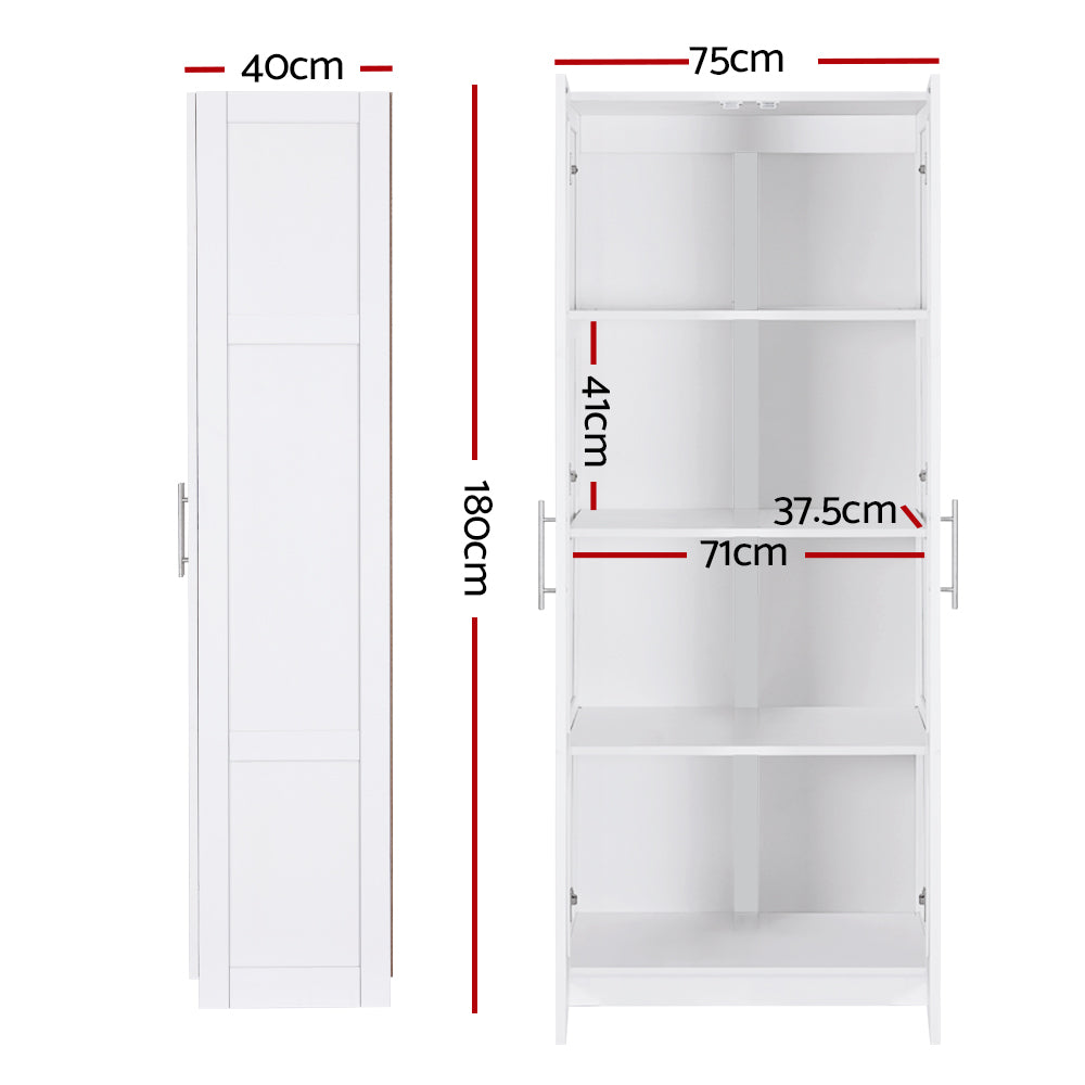 2 Door Clothes Wardrobe Cupboard White