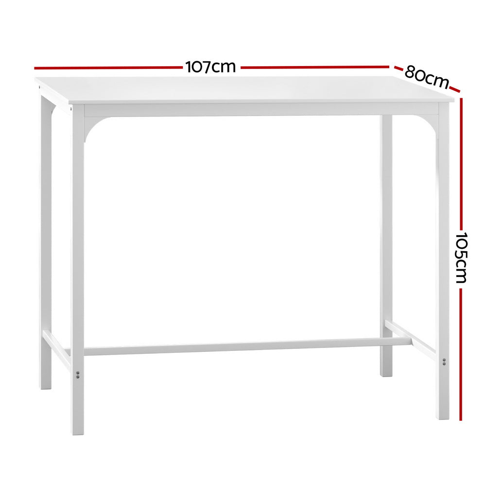 Bar Table Dining Desk High Kitchen Shelf Metal Legs Cafe Pub White