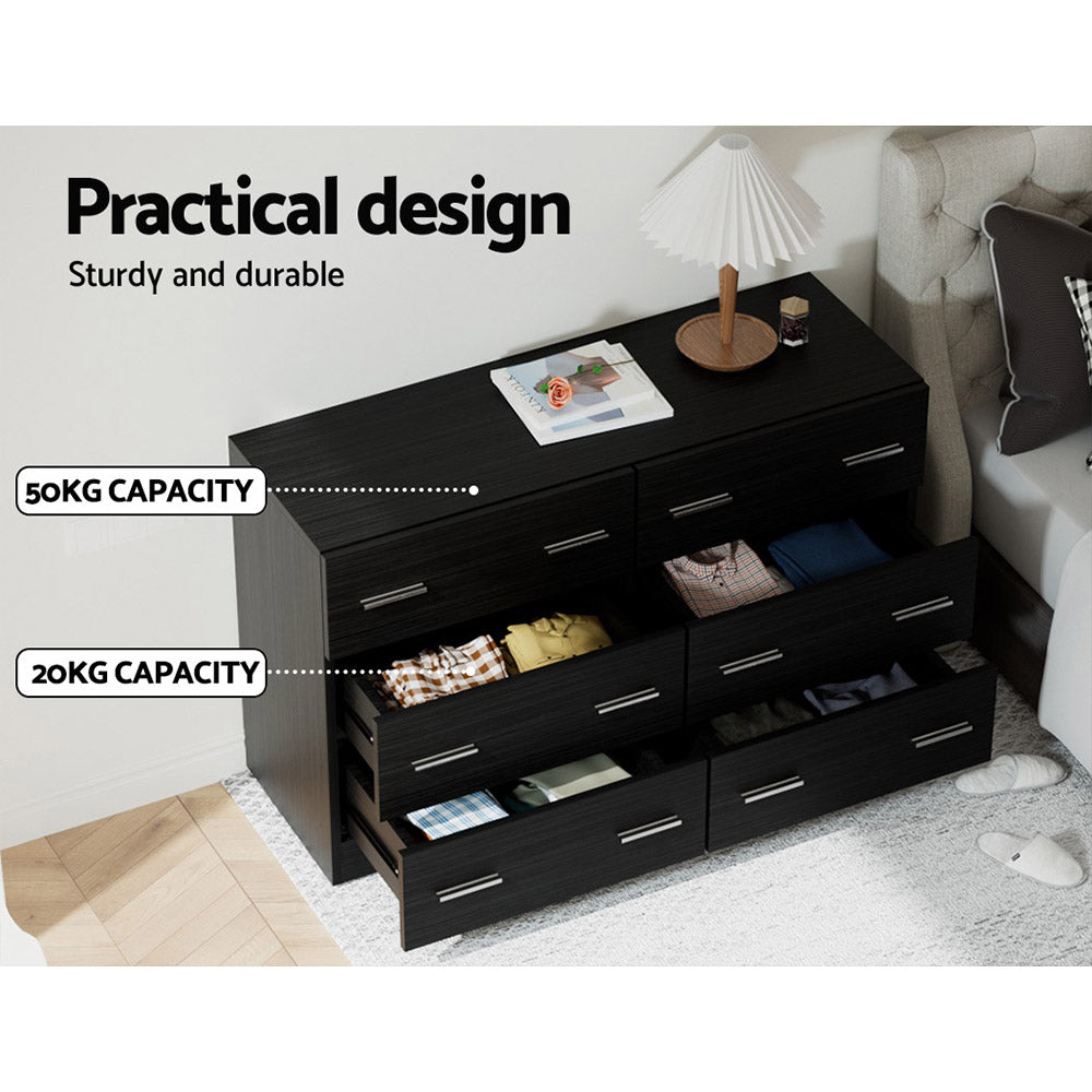 6 Chest of Drawers - VEDA Black