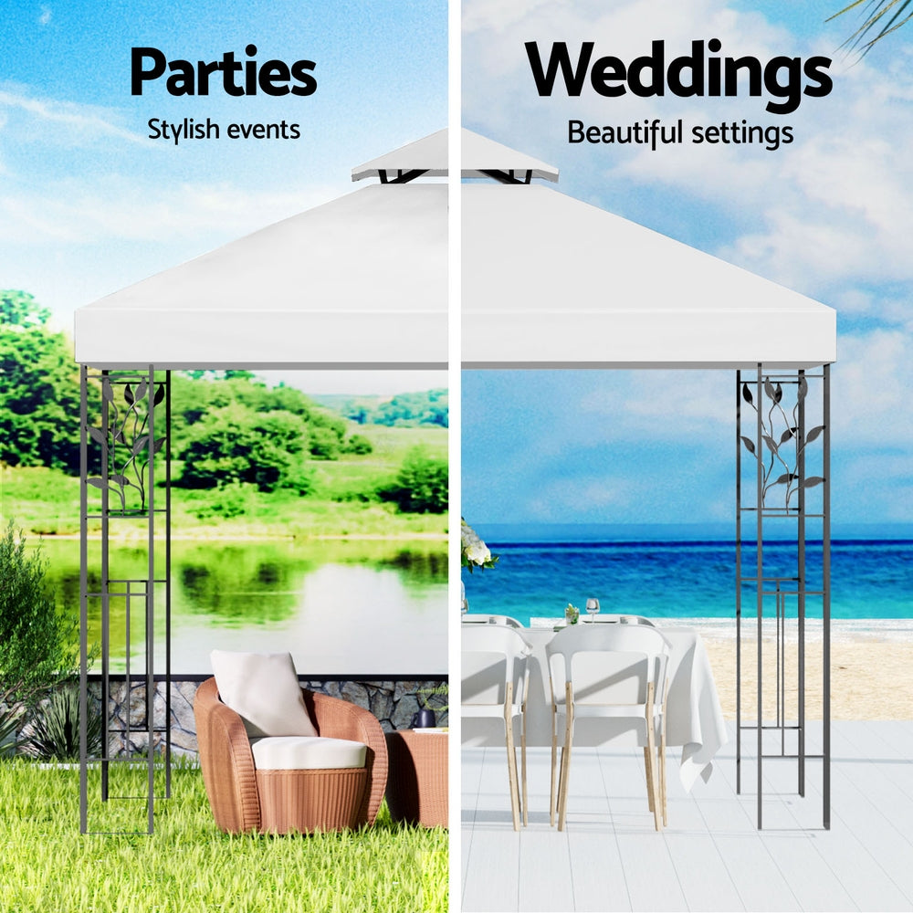 Gazebo 3x3m Marquee Outdoor Wedding Party Event Tent Home Iron Art Shade White