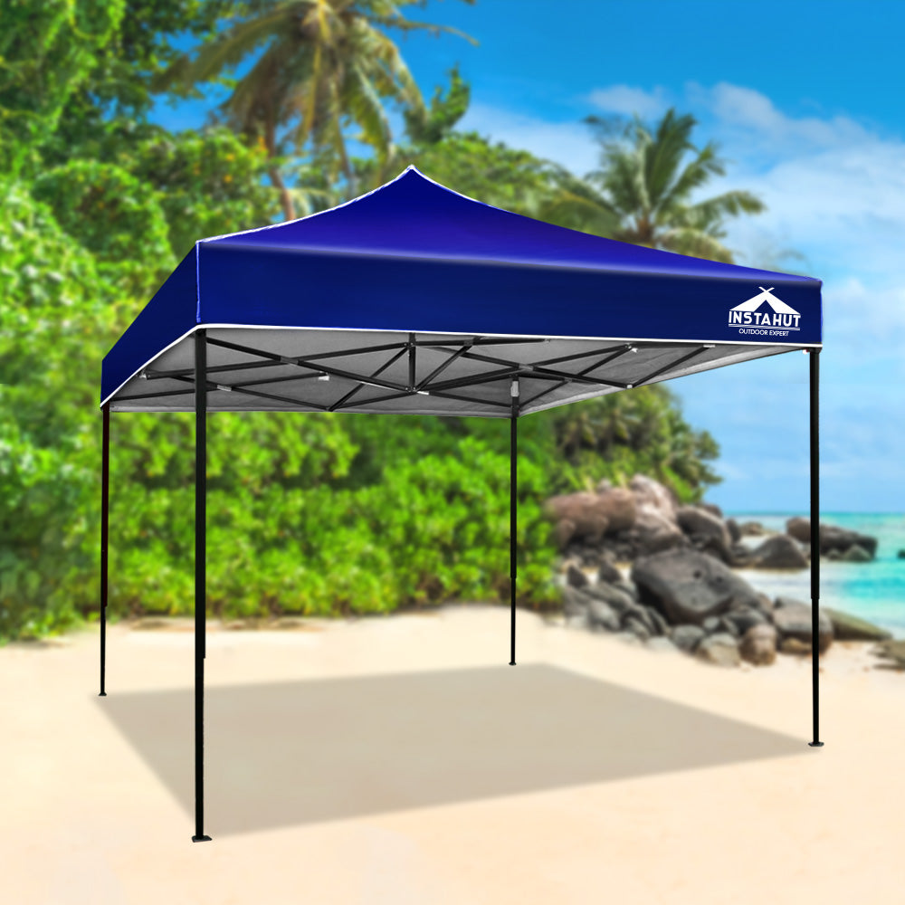 Gazebo Pop Up Marquee 3x3 Folding Tent Outdoor Camping 500D Oxford Blue