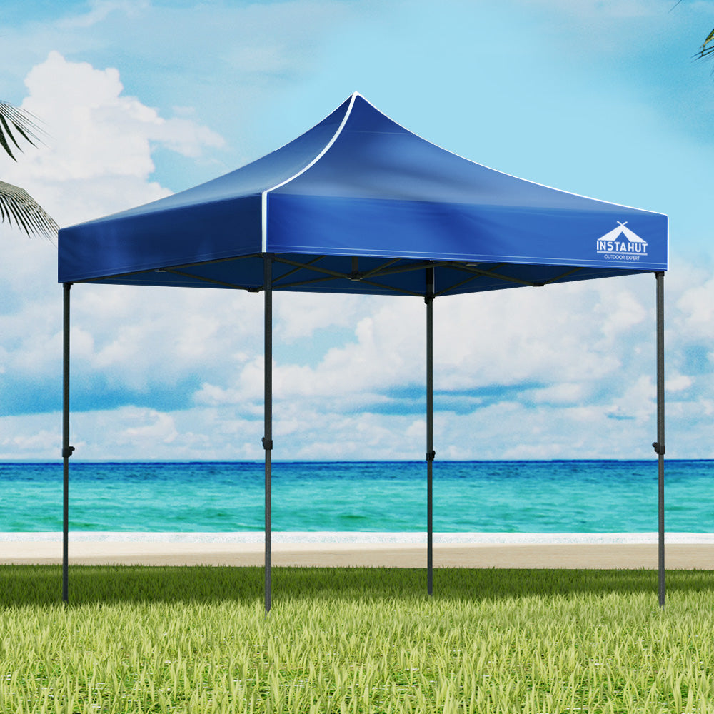 Gazebo Pop Up 3x3m w/Base Podx4 Marquee Folding Outdoor Wedding Camping Tent Shade Canopy Blue