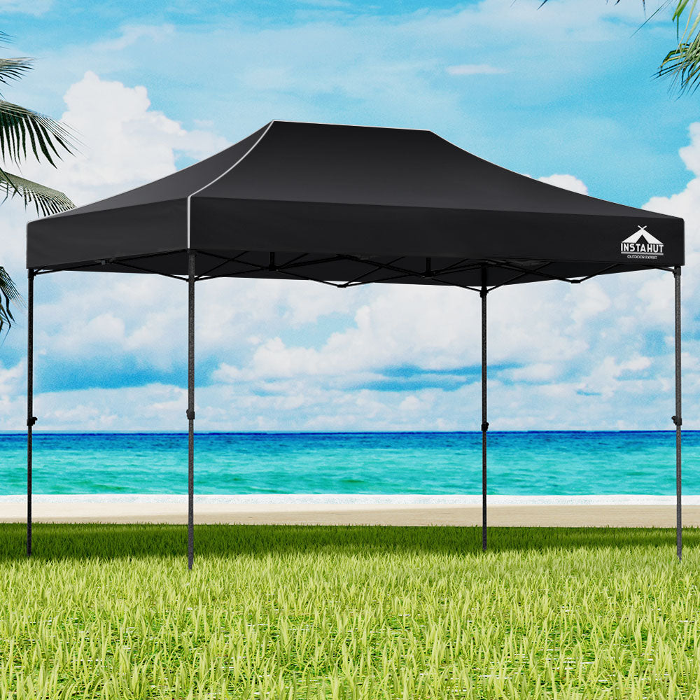 Gazebo Pop Up Marquee 3x4.5 Folding 500D Wedding Tent Base Pod Black