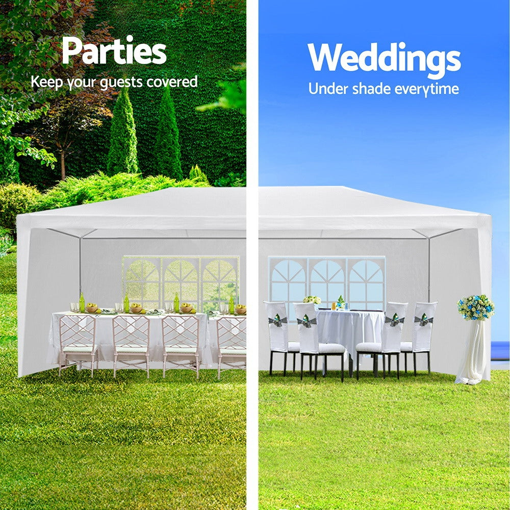 Gazebo 3x6m Marquee Wedding Party Tent Outdoor Camping Side Wall Canopy 6 Panel White