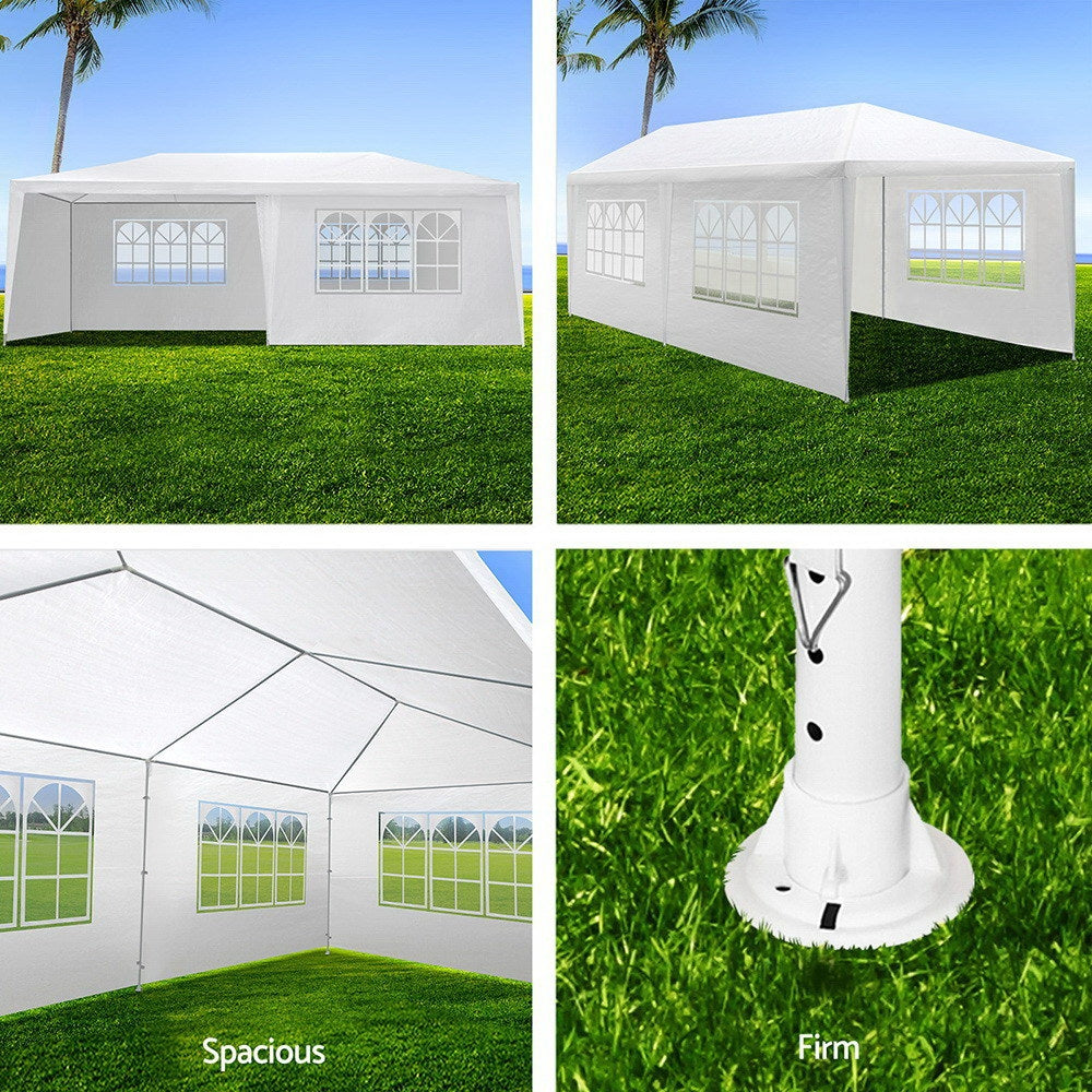 Gazebo 3x6m Marquee Wedding Party Tent Outdoor Camping Side Wall Canopy 6 Panel White