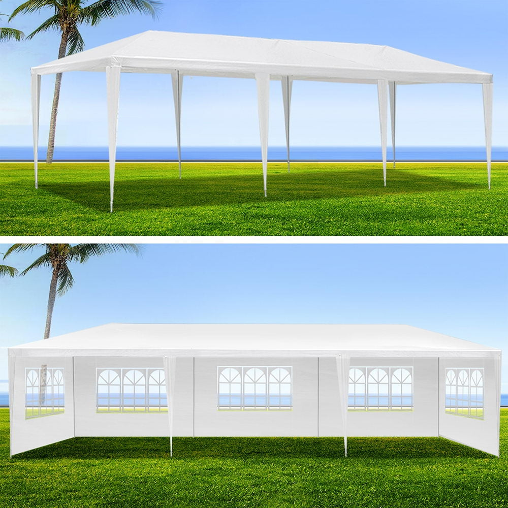 Gazebo 3x9m Marquee Wedding Party Tent Outdoor Camping Side Wall Canopy 5 Panel White