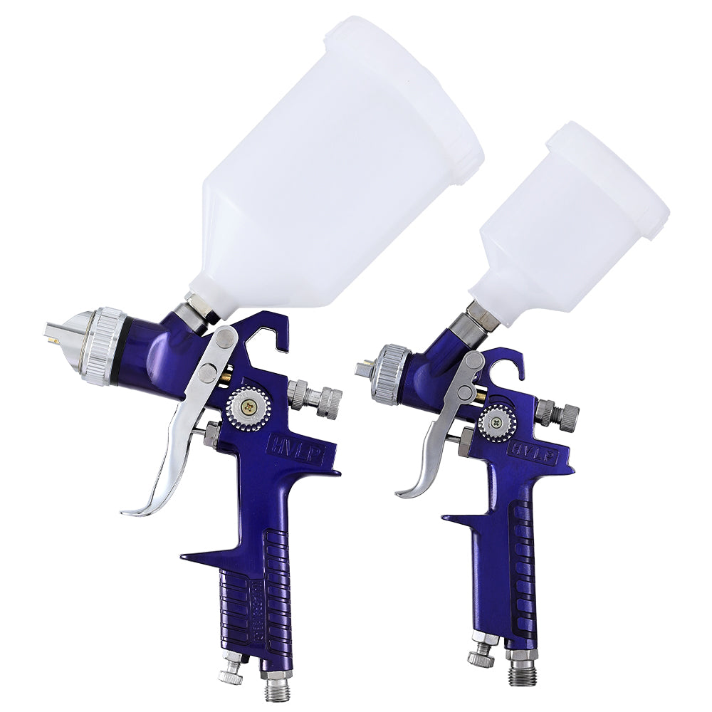 2PC HVLP Air Spray Gun Gravity Feed Cup Nozzles Included