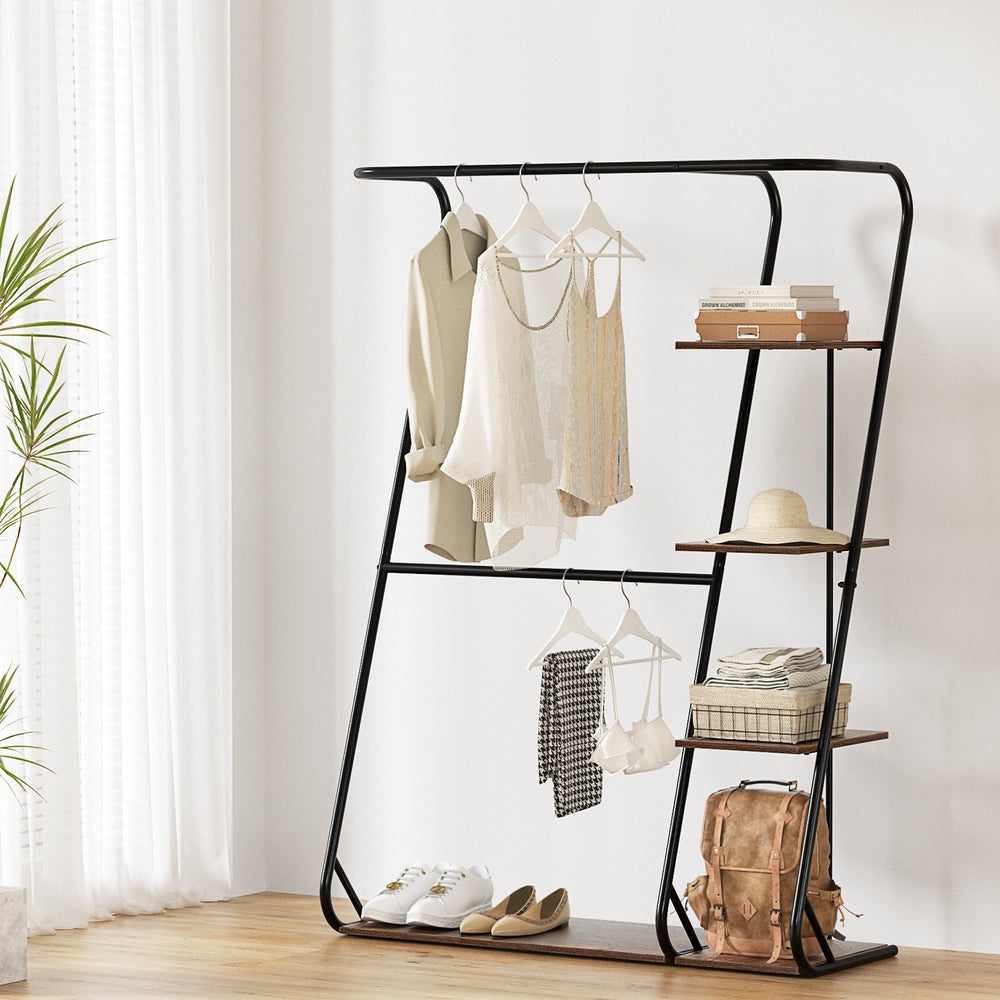 Clothes Rack Coat Stand 172cm 4-Tier Walnut