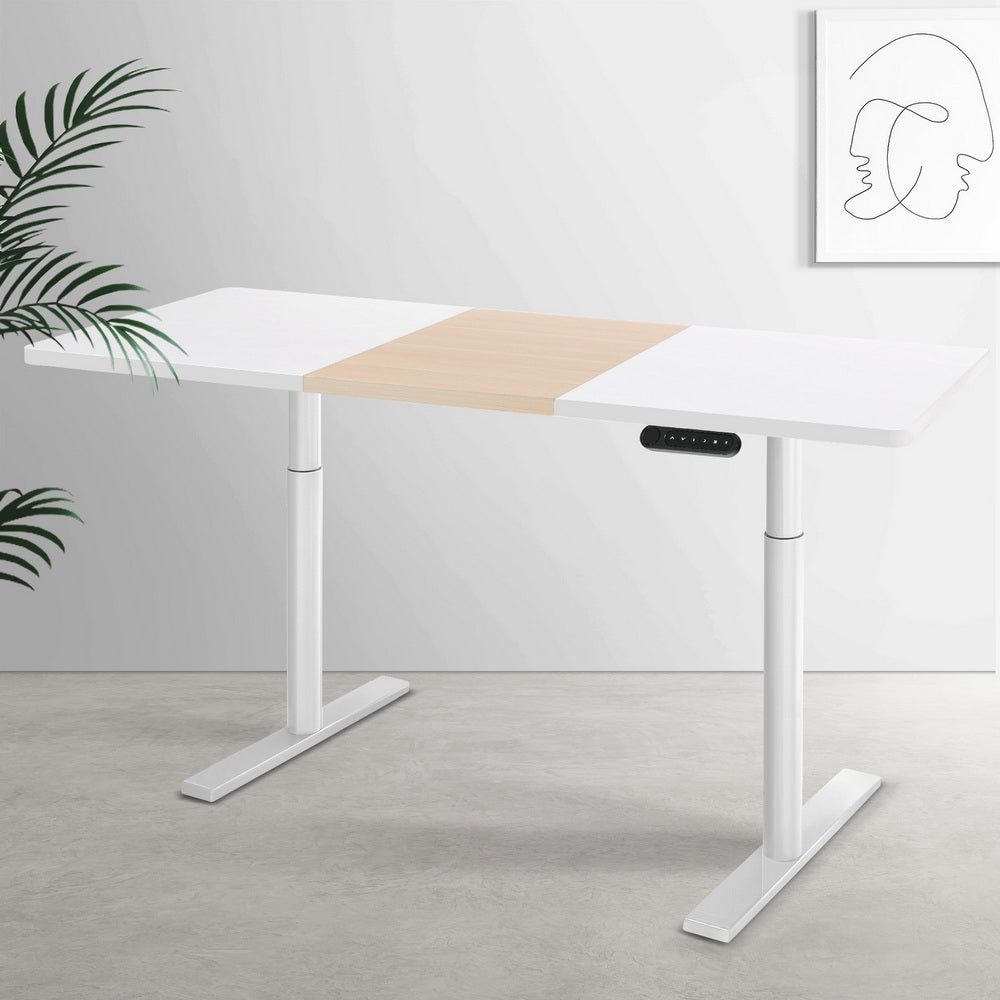 Standing Desk Motorised Electric Dual Motor 140CM White Pine