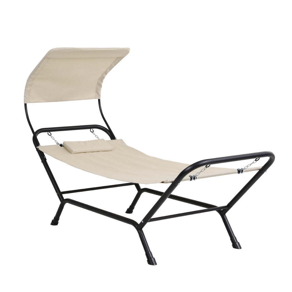 Hammock Bed w/ Stand Sun Lounge Chair Beige