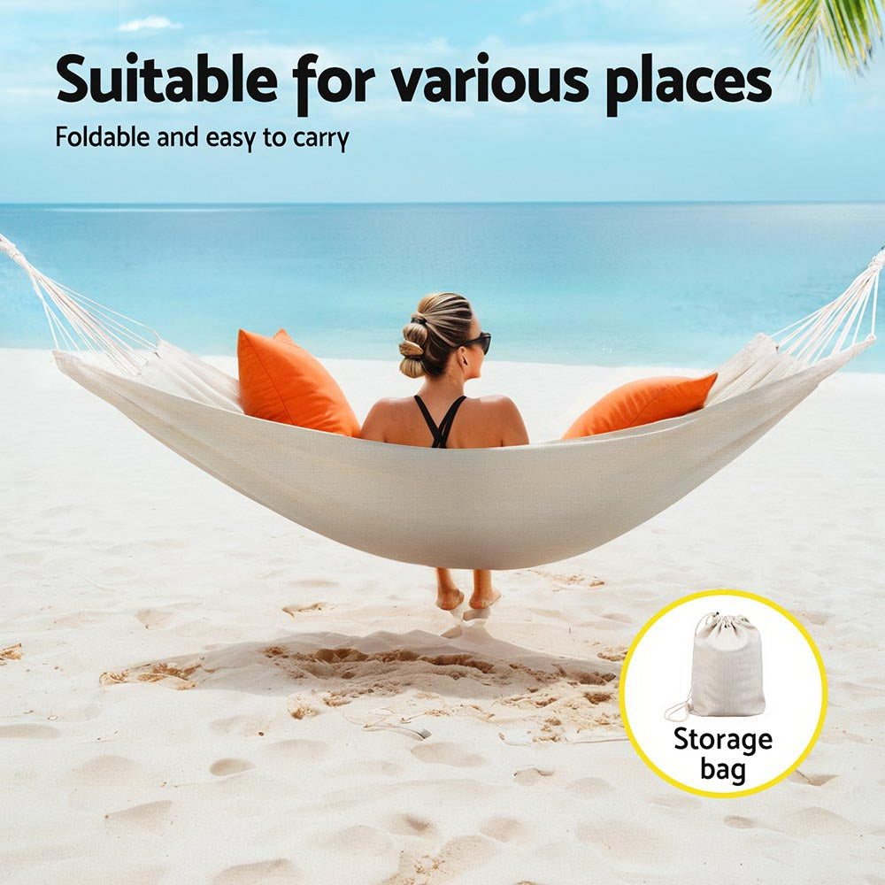 Hammock Bed with Travel Bag Outdoor Lounge Chair - Cream