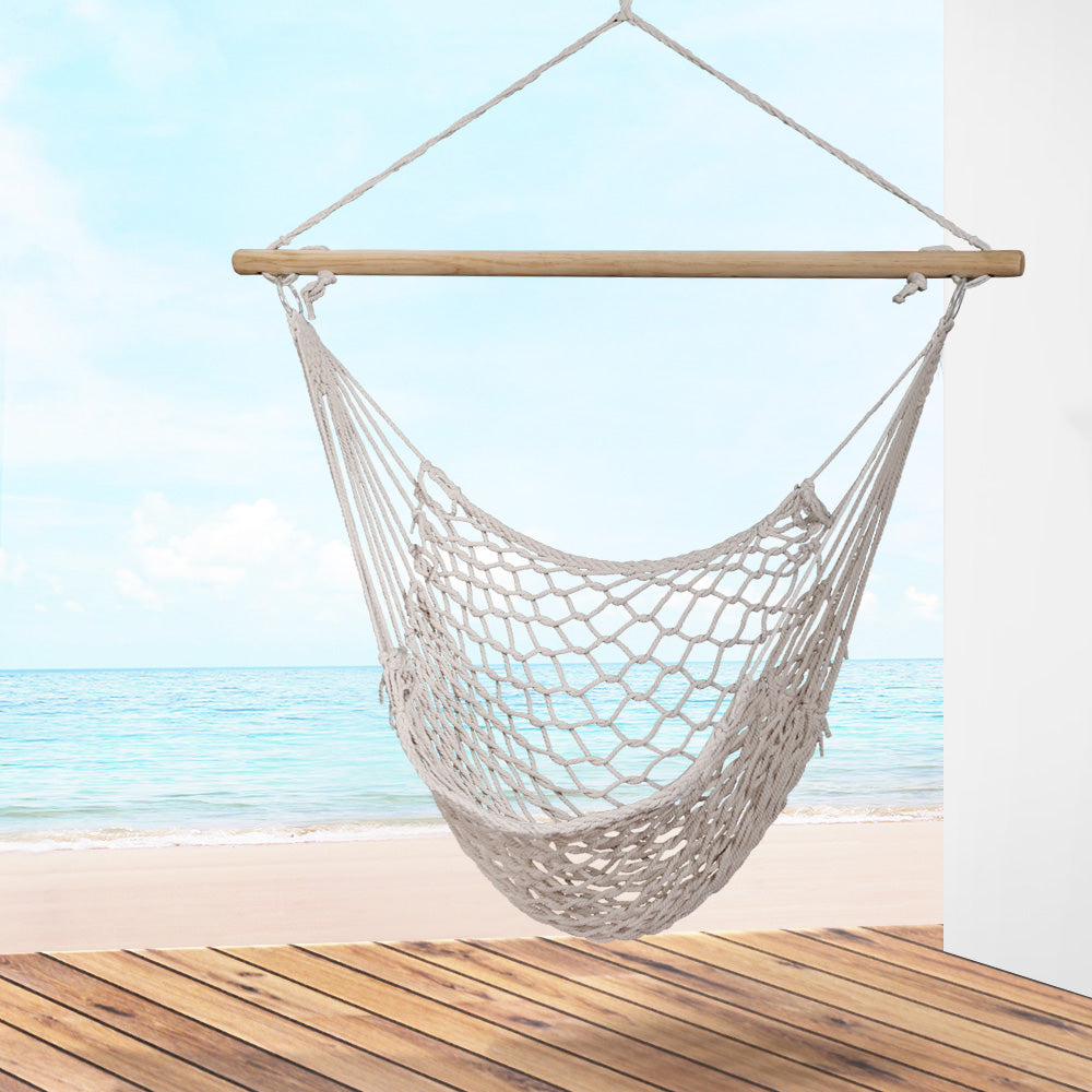 Hammock Chair Outdoor Hanging Camping Mesh Indoor Cream